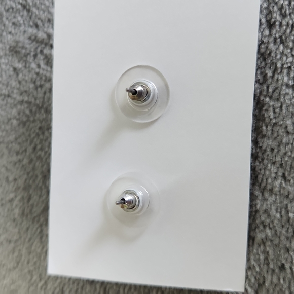 Earrings, 3/8"  X 1/2" Cubic Zerconia Stones& Synthetic Smoked Topaz - Picture 4 of 6